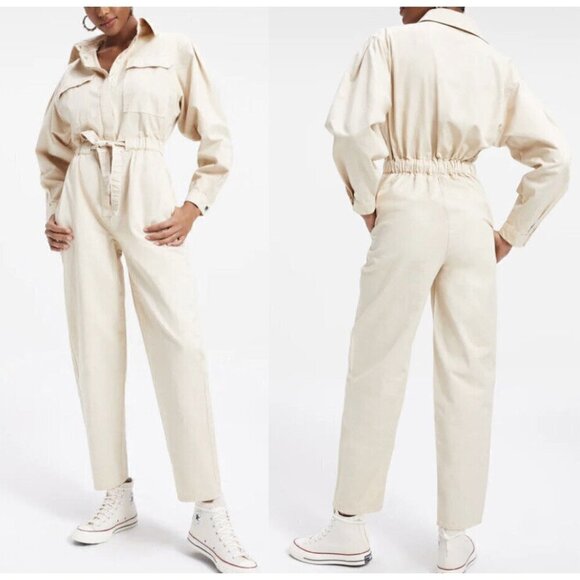 GOOD AMERICAN Cinched Jumpsuit in Tusk001 Size 1 (Small) - Picture 1 of 9